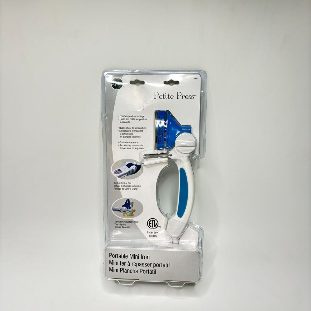 NWT DRITZ 29500 Petite Press Portable Mini Iron White Blue Crafting